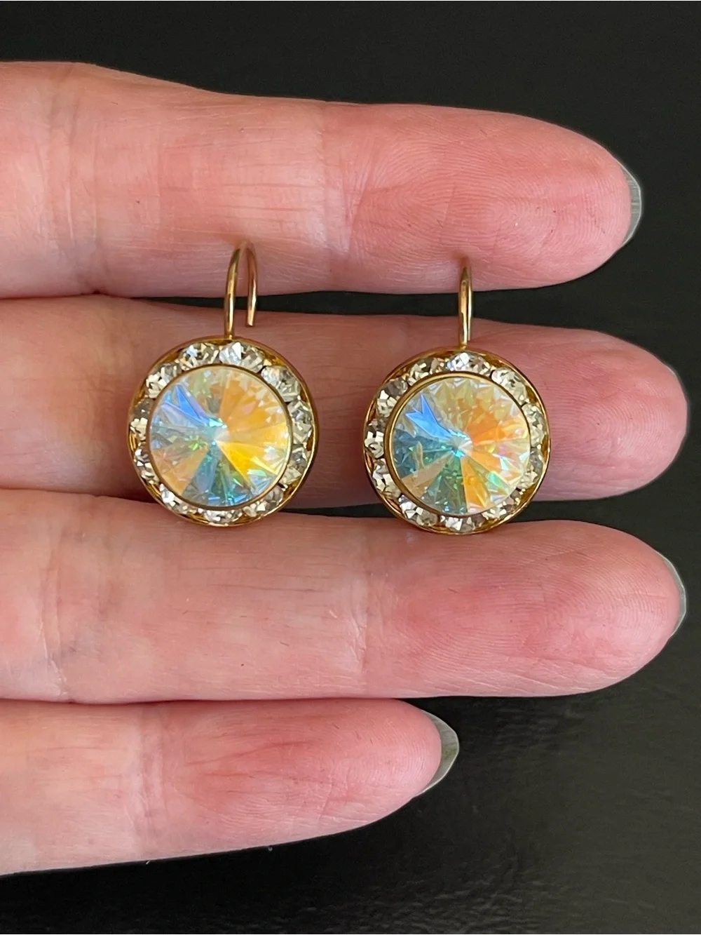 Gold-Tone Aurora Crystal Drop Earrings - Iridescent.
